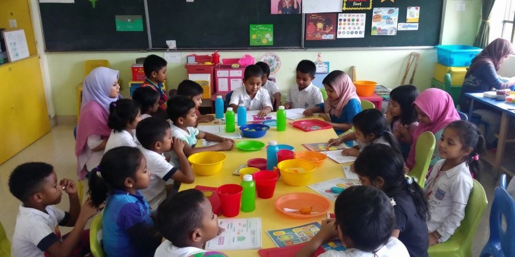 Kelas ceria dengan anak-anak belajar aktif di SDN 010.